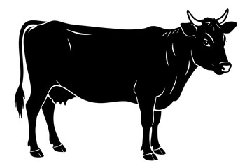 

cow silhouette, cow line art vector illustration, Collection of black cow design


