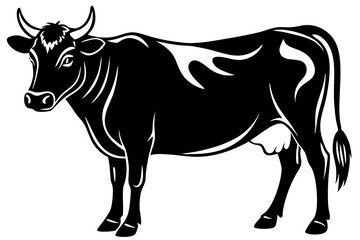 

cow silhouette, cow line art vector illustration, Collection of black cow design


