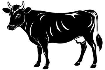 Fototapeta premiumcow silhouette, cow line art vector illustration, Collection of black cow design