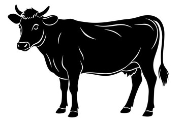 

cow silhouette, cow line art vector illustration, Collection of black cow design



