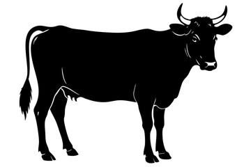 

cow silhouette, cow line art vector illustration, Collection of black cow design


