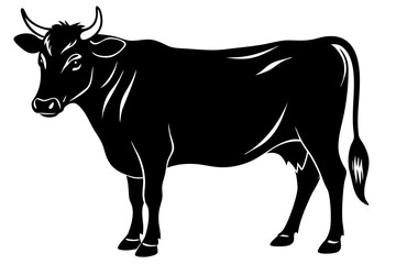

cow silhouette, cow line art vector illustration, Collection of black cow design



