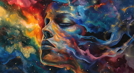 A portrait of a face emerging