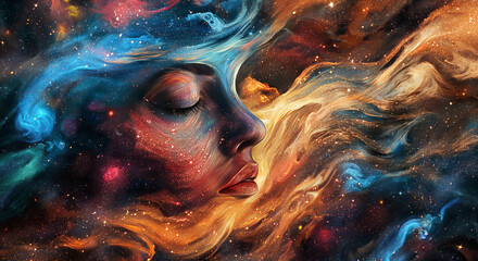 A portrait of a face emerging