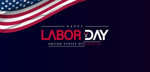 Celebrate Labor Day with a happy USA flag waving in the background