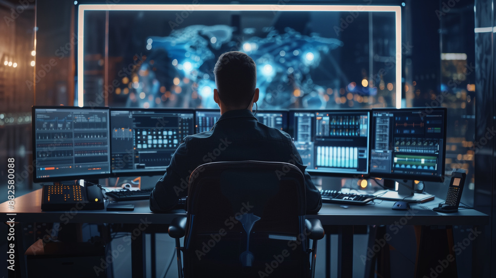 Poster ethical hacker or cyber security expert working on computer