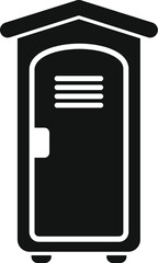 Black silhouette of a portable toilet, often used at outdoor events and construction sites