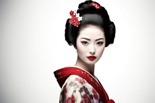 Real geisha photo common looking portrait fashion kimono.