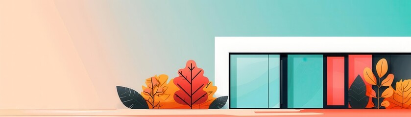 Obraz premium Architect's futuristic vision, modern decor, flat design illustration