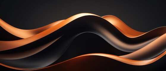 Abstract image featuring smooth metallic waves with orange highlights, creating a dynamic and modern aesthetic.