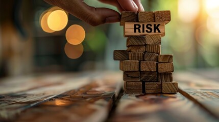 Risk Management Concept with Wooden Blocks
