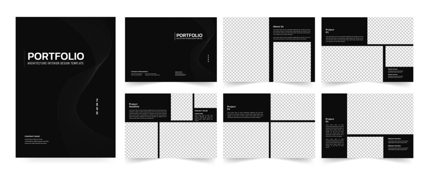 Architecture and interior portfolio design or real estate portfolio layout design, business portfolio.