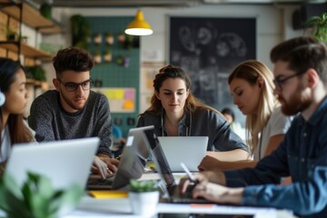 Obraz premium Team computer working laptop.