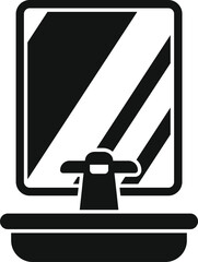 Simple icon representing a bathroom sink with mirror and faucet, evoking the concept of hygiene