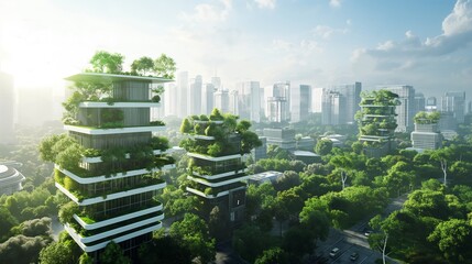Obraz premium City full of green trees