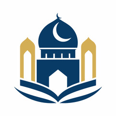 Modern Islamic school logo icon vector art illustration