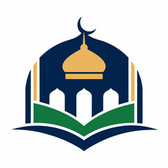 Modern Islamic school logo icon vector art illustration