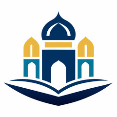 Modern Islamic school logo icon vector art illustration