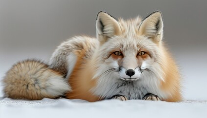 Red Fox Resting in Snowy Terrain