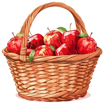 red apples in woven basket clip art preview