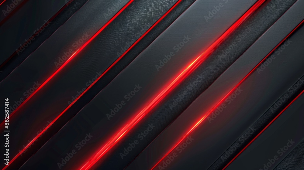 Poster black and red abstract technology background with diagonal lines and stripes, featuring dark geometr
