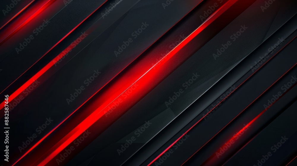 Poster black and red abstract technology background with diagonal lines and stripes, featuring dark geometr