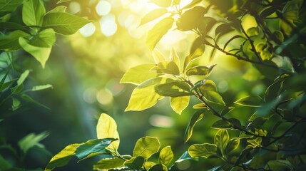 Obraz premium Sunlight Filtering Through Lush Green Leaves