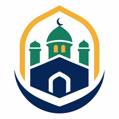 Modern Islamic school logo icon vector art illustration