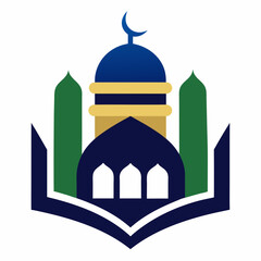 Modern Islamic school logo icon vector art illustration