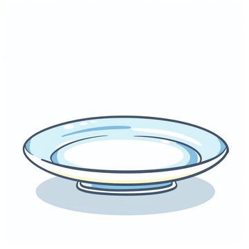 A cute cartoonish line art style image of a plate on a white background