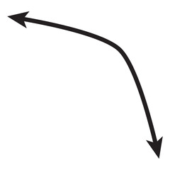 Dual semi circle arrow. Vector illustration. Semicircular curved thin long double ended arrow. Long arrow vector icon. Black horizontal double arrow. Vector 10 Eps. Black simple symbol for measuring. 