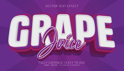grape juice 3d editable vector text effect. trendy style text effect