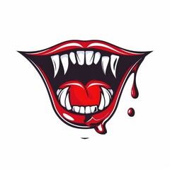 A vampire's mouth with red blood dripping from it
