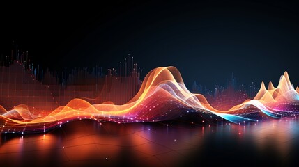 Abstract visualization of data analysis with colorful waves and lines