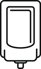 Simple black line art of a touchless automatic sensor soap dispenser