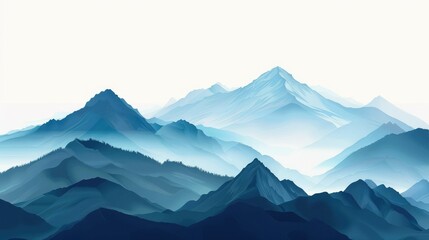 Fototapeta premium Captivating Blue Mountain Range with Layers of Mist and Majestic Peaks at Sunrise