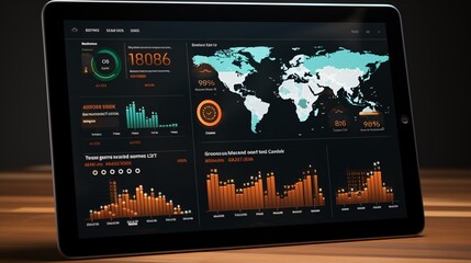 Real-time analytics dashboard on a digital tablet