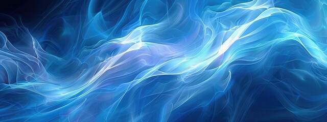 Obraz premium Abstract Blue and White Flowing Light Waves - Digital Fluid Motion Background