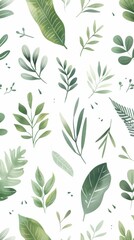 Eco-Friendly Doodle Plants for Sustainable Business Presentations on White Background