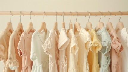 Pastel Colored Baby Clothes on a Clothes Rack