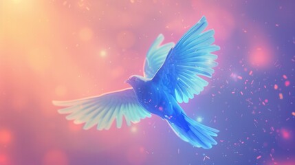 Obraz premium Blue Dove in Flight, Digital Art