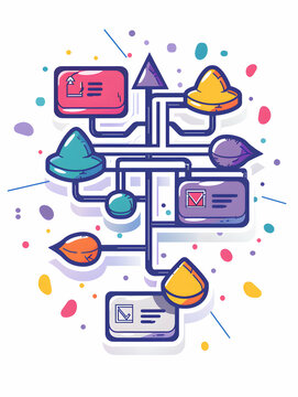3D Flat Icon Flowchart DMA Logo   Data Management Concept for T shirt Branding