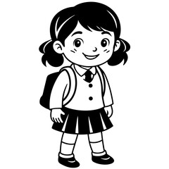 Happy little kid going to school vector illustration 