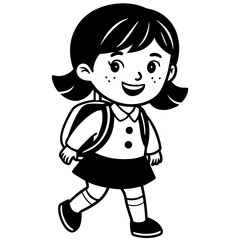 Happy little kid going to school vector illustration 