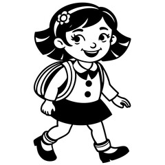 Happy little kid going to school vector illustration 