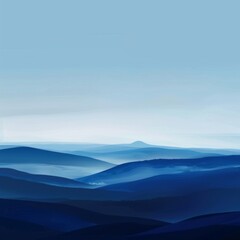 Fototapeta premium Abstract Healing Anime Wallpaper Featuring a Summer Blue Ocean with Minimalist Flat Illustration Style. Blue Background with White Clouds, Symbolizing Purity and Elegance. AI-Generated High-Quality Vi