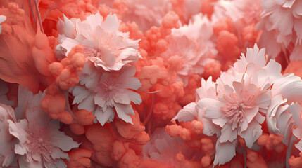 3D Illustration of Pink and Peach Flowers