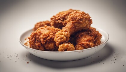 Hot and crispy fried chicken isolated on a white background