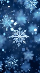 Fototapeta premium snowflakes on blue background, night sky, snowflake, cold, snowy, snow, winter time