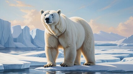wild polar bear in the north pole
